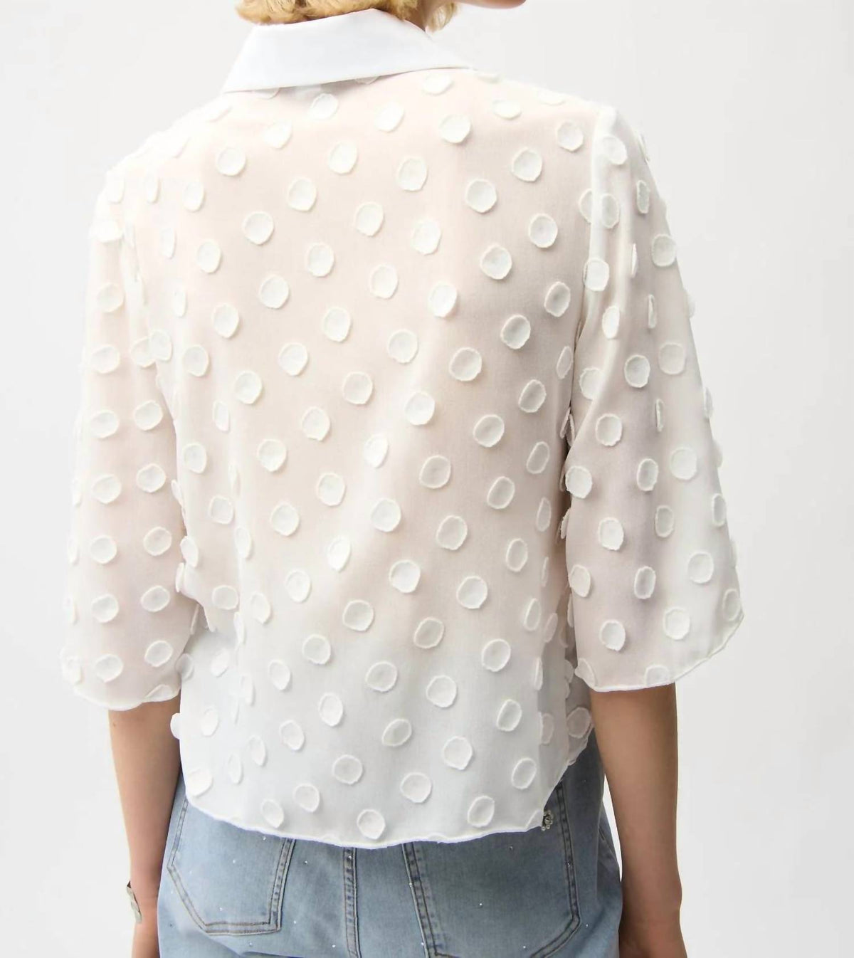 Joseph Ribkoff - 3d Polka Dots Button Front Boxy Top