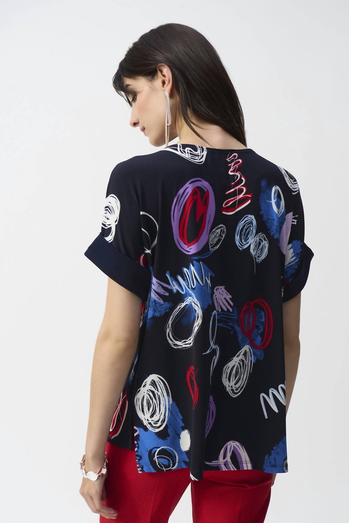 Joseph Ribkoff - Abstract Boat Neck Top