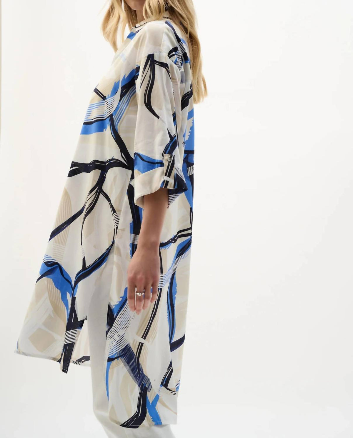 Joseph Ribkoff - Abstract Cotton Longline Blouse