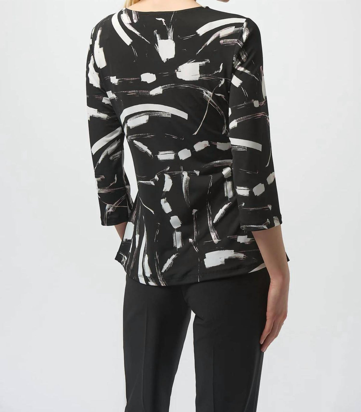 Joseph Ribkoff - Abstract Print 3/4 Sleeves Asymmetrical Top