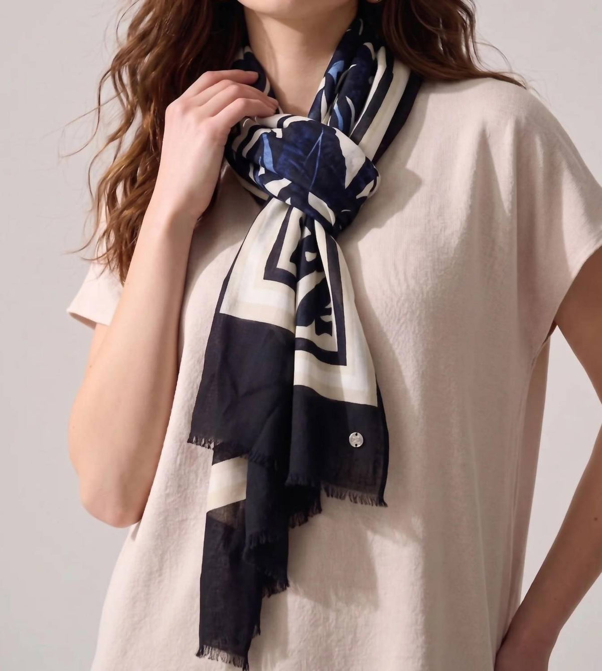 Joseph Ribkoff - Abstract Print Fringe Scarf