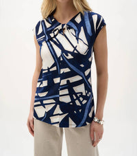 Joseph Ribkoff - Abstract Print Keyhole Neck Top
