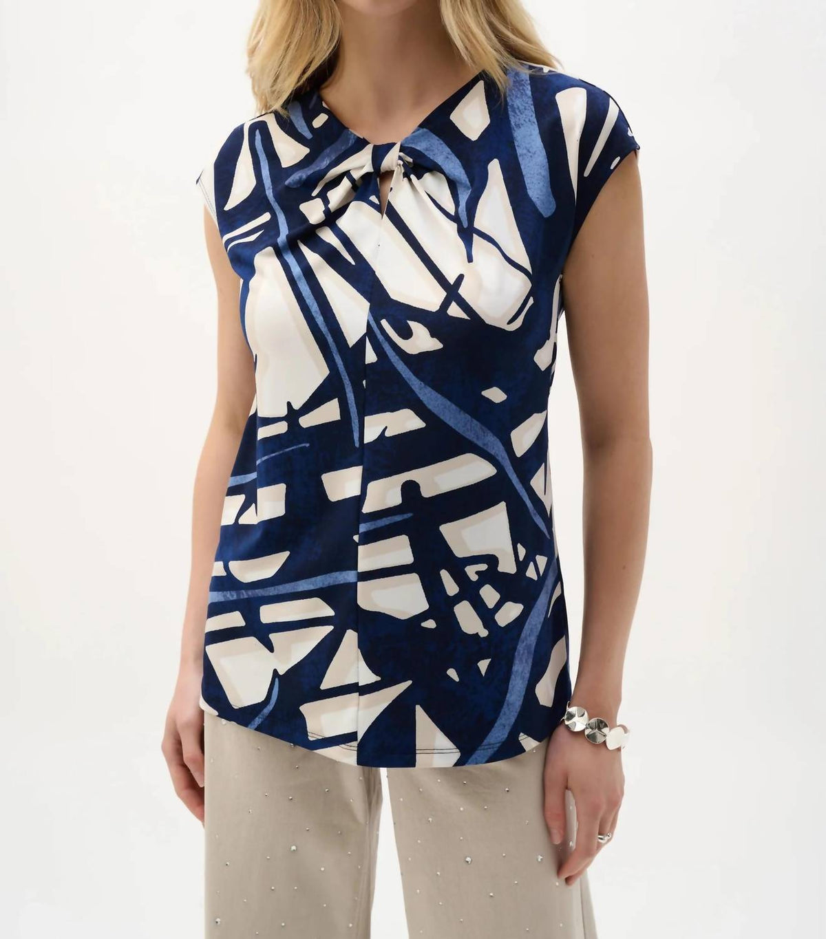 Joseph Ribkoff - Abstract Print Keyhole Neck Top