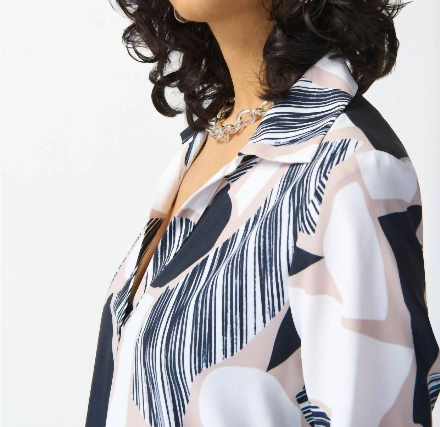 Joseph Ribkoff - Abstract Print Short Sleeve Maxi Shirt Dress - clothing - dresses - graphic