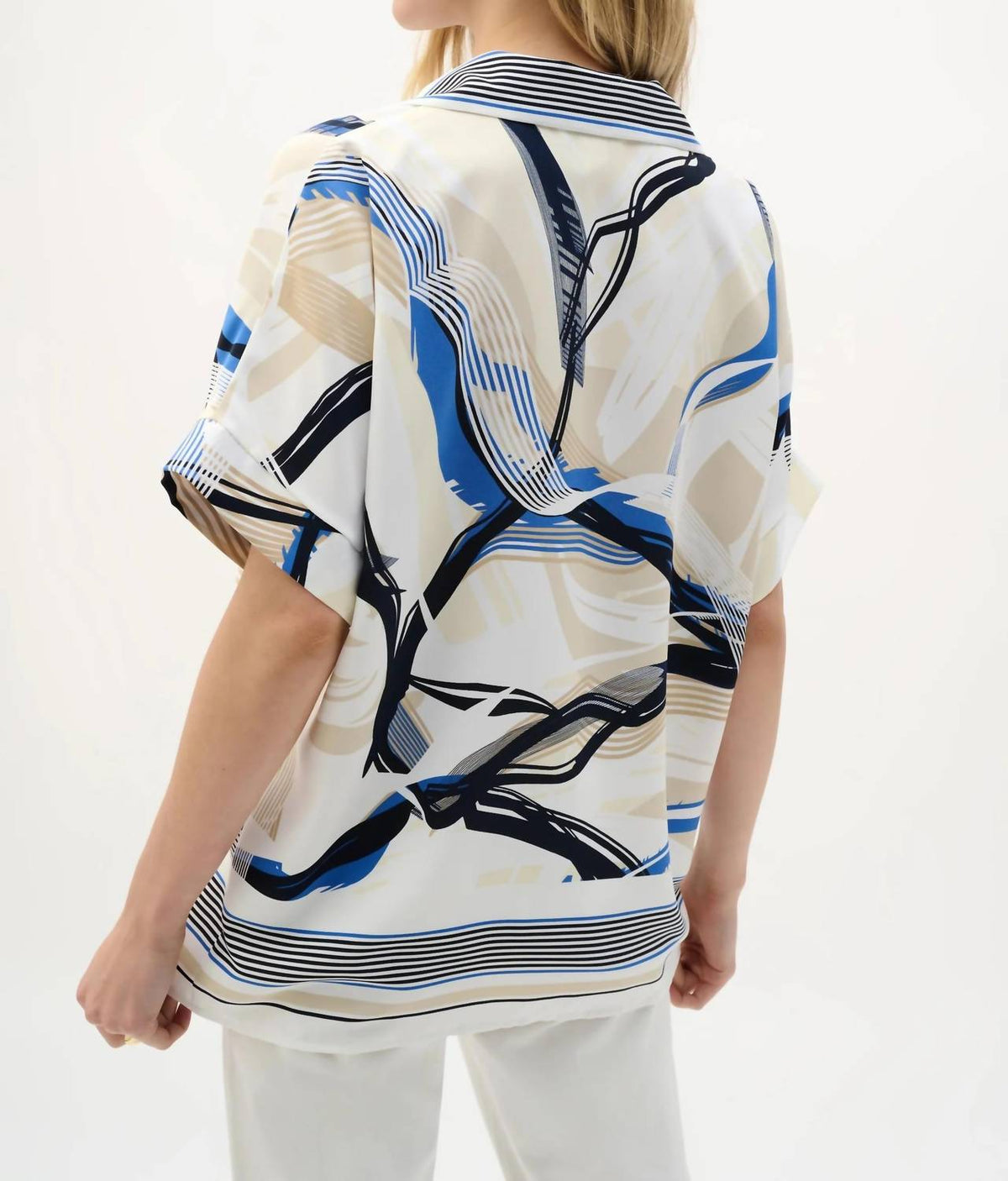 Joseph Ribkoff - Abstract Print V-neck Boxy Top