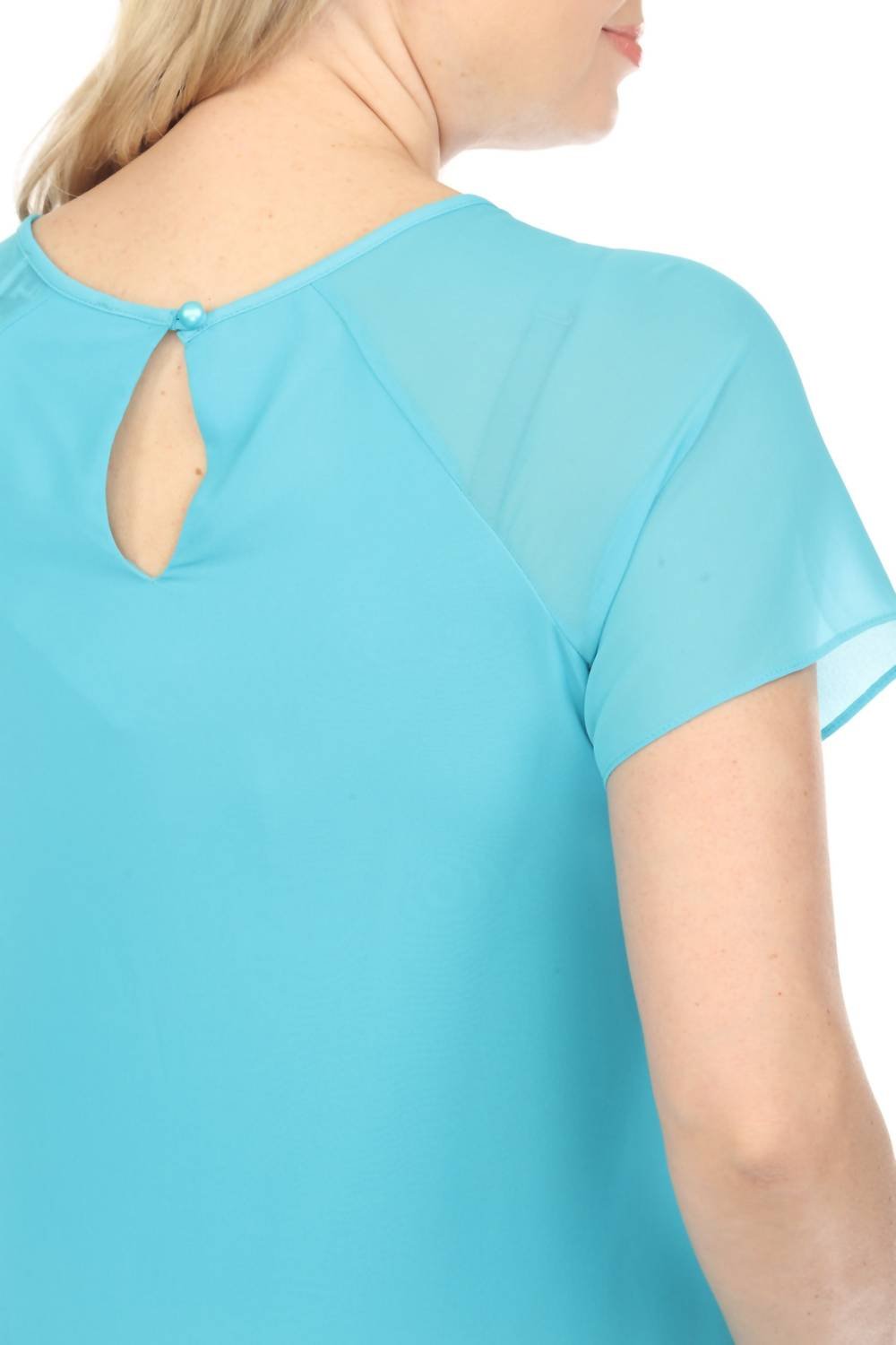 Joseph Ribkoff - Asymmetric Chiffon Layered Short Sleeve Trapeze Dress - blue - clothing - dresses