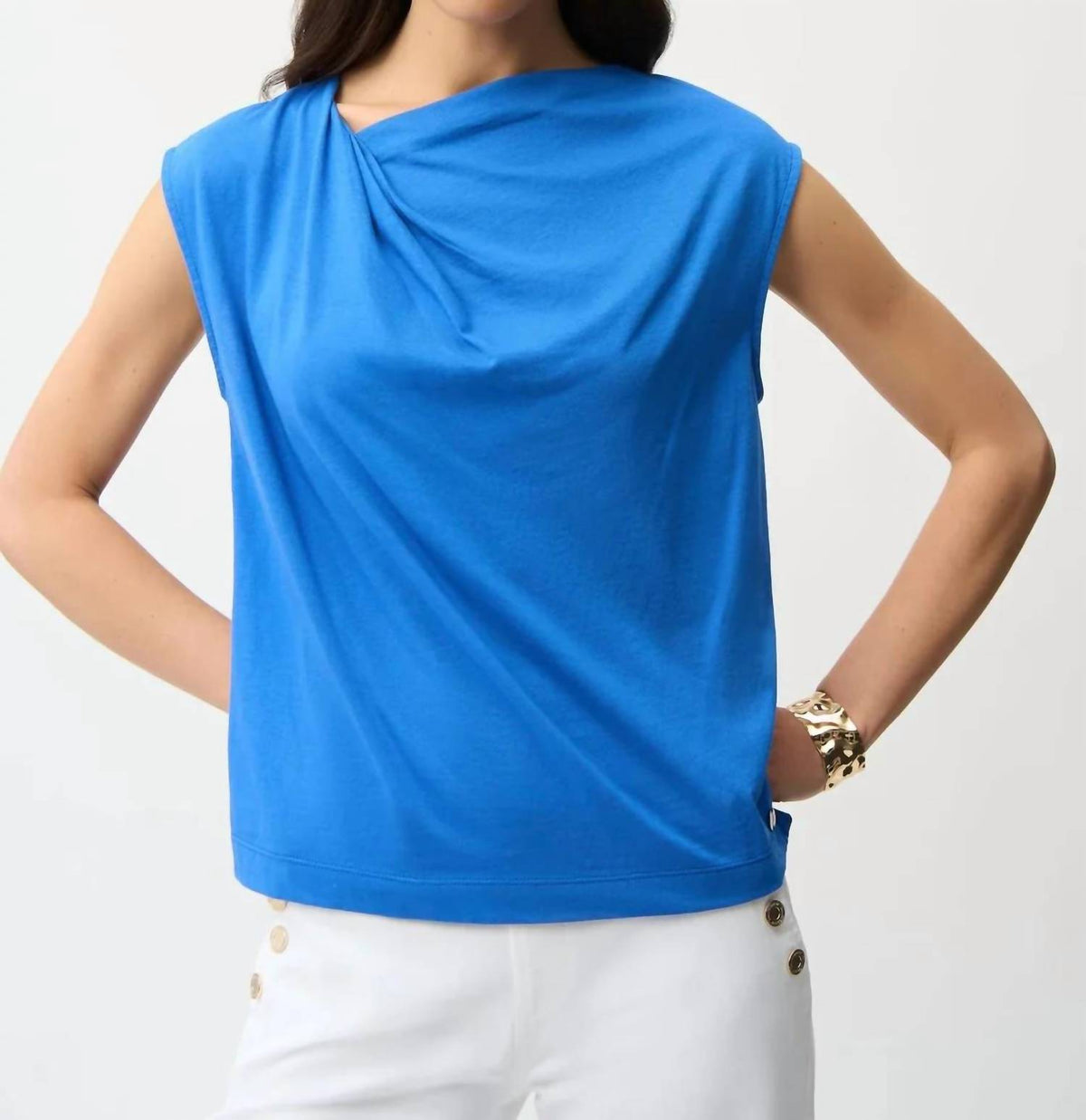 Joseph Ribkoff - Asymmetric Neck Knot Drape Top