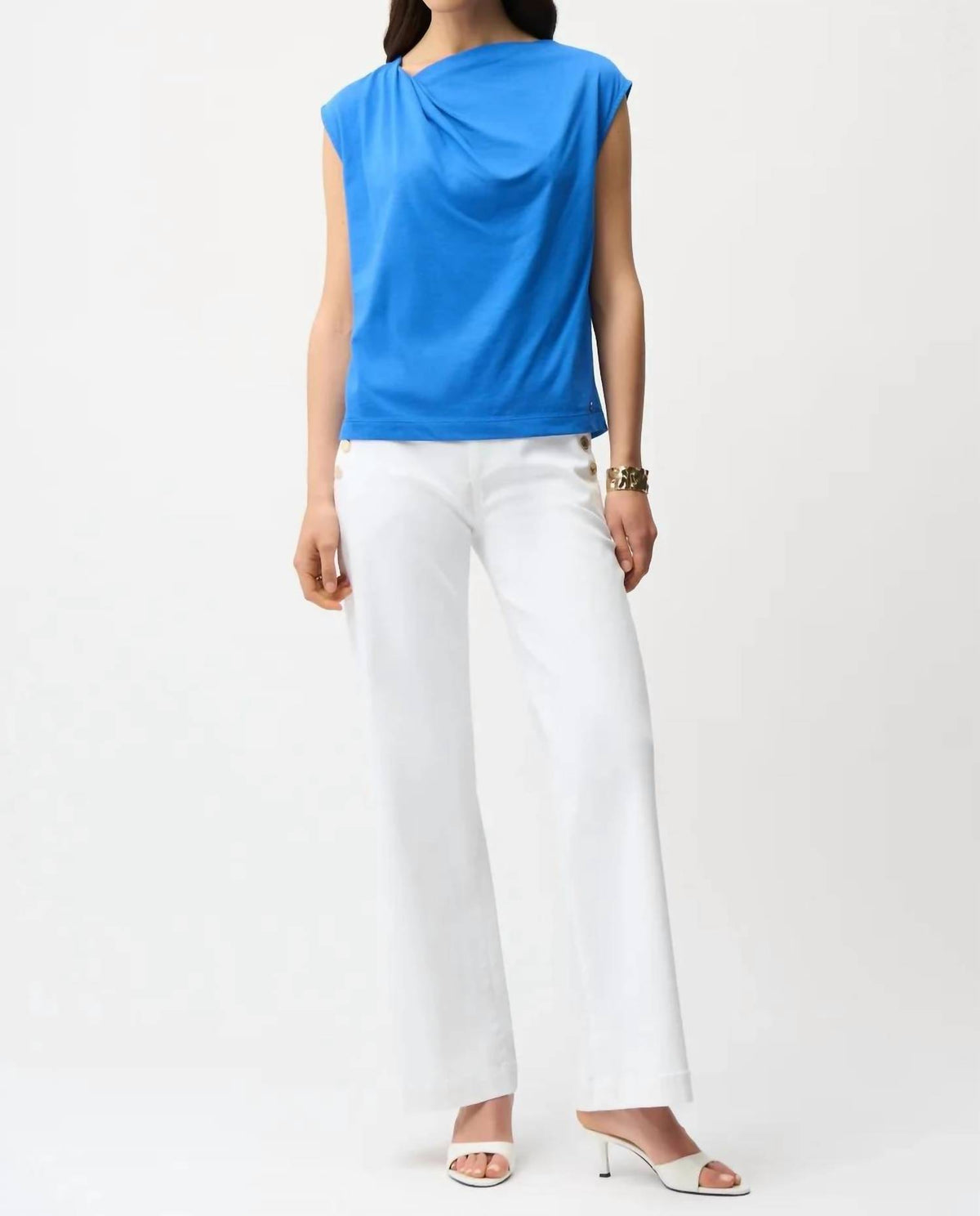 Joseph Ribkoff - Asymmetric Neck Knot Drape Top