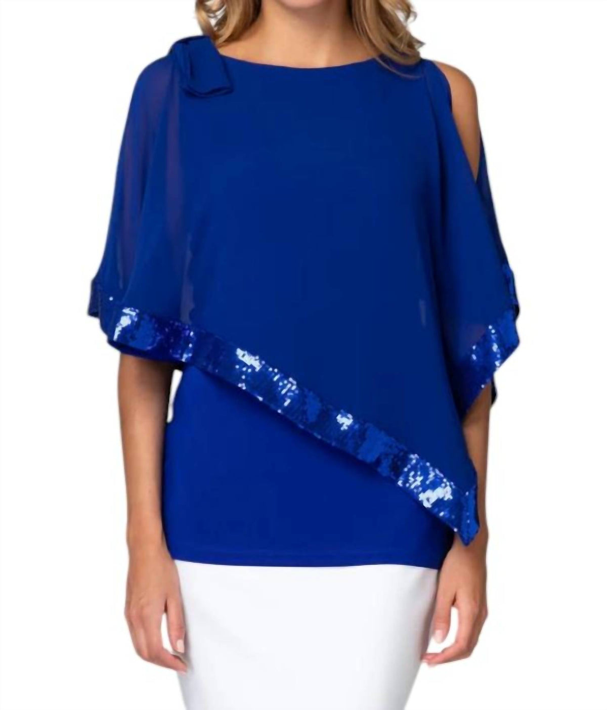 Joseph Ribkoff - Asymmetric Overlay Top