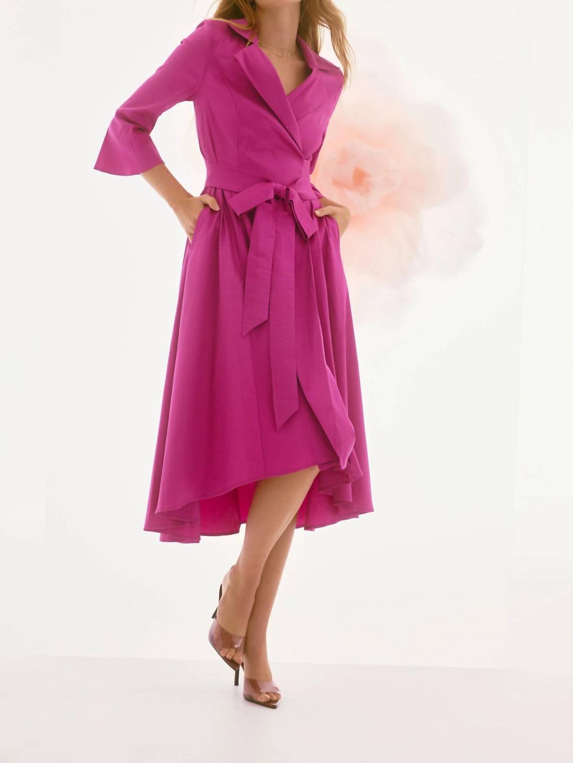 Joseph Ribkoff - Belted High Low Wrap Dress - clothing - dresses - midi