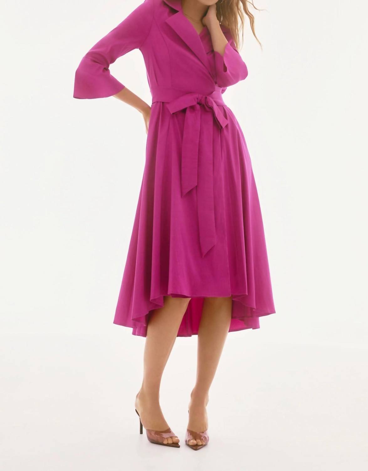 Joseph Ribkoff - Belted High Low Wrap Dress - clothing - dresses - midi