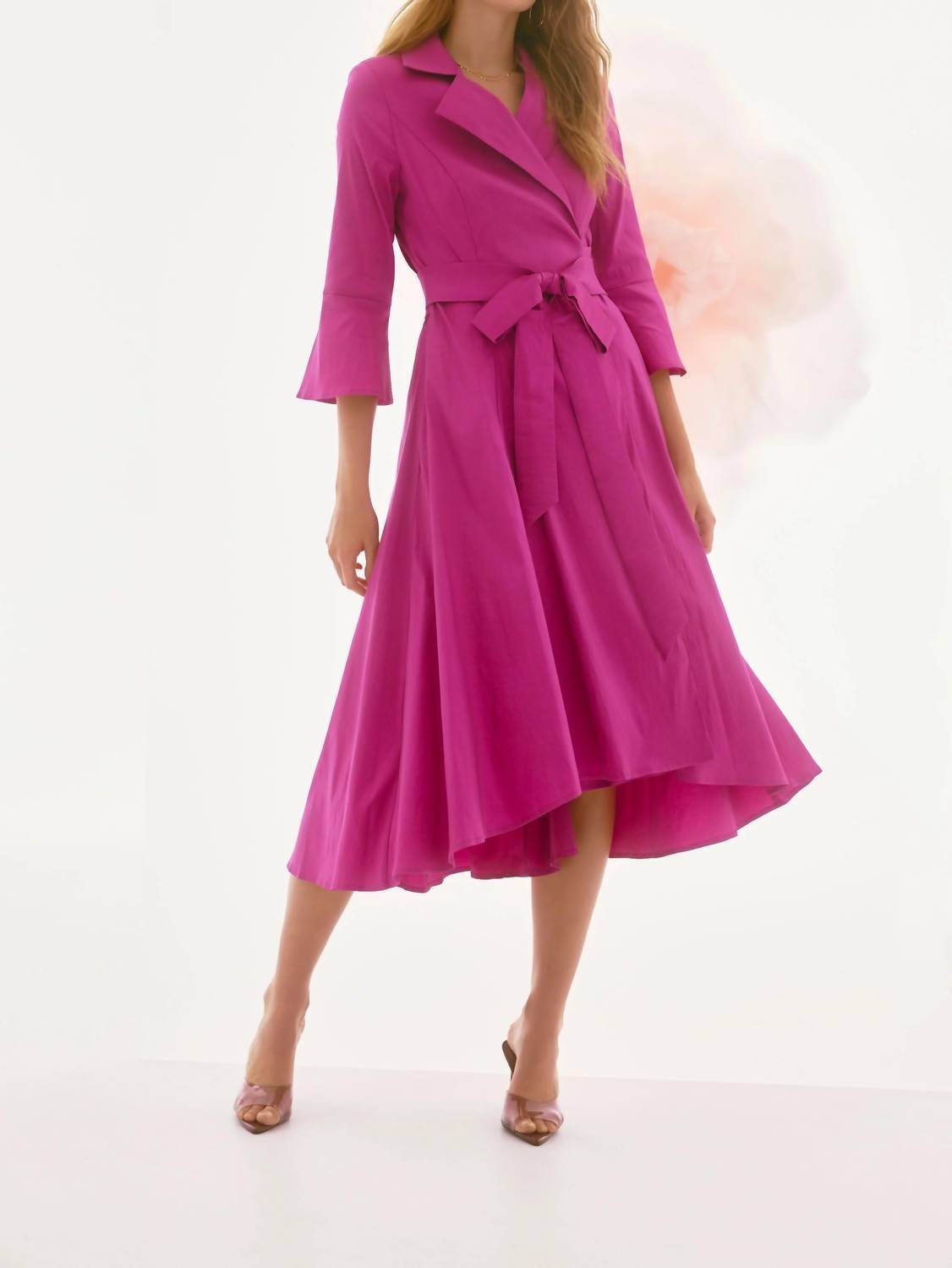 Joseph Ribkoff - Belted High Low Wrap Dress - clothing - dresses - midi