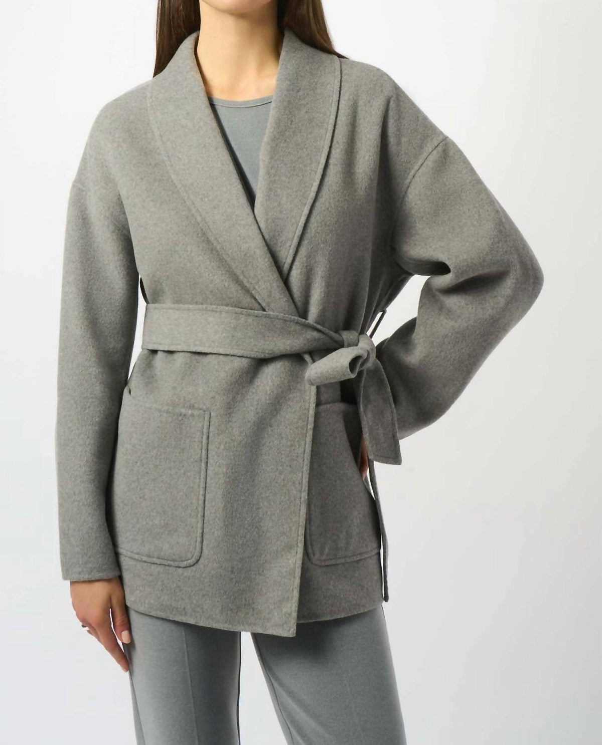 Joseph Ribkoff - Belted Shawl Collared Coat