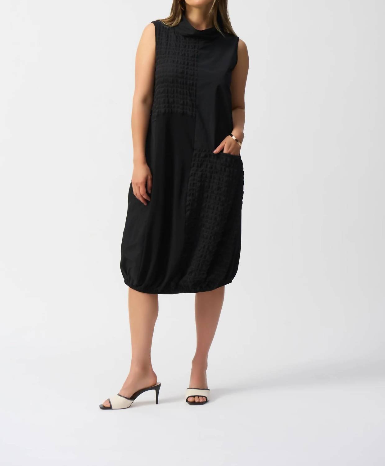 Joseph Ribkoff - Bubble Jacquard Sleeveless Cocoon Dress - black - clothing - dresses