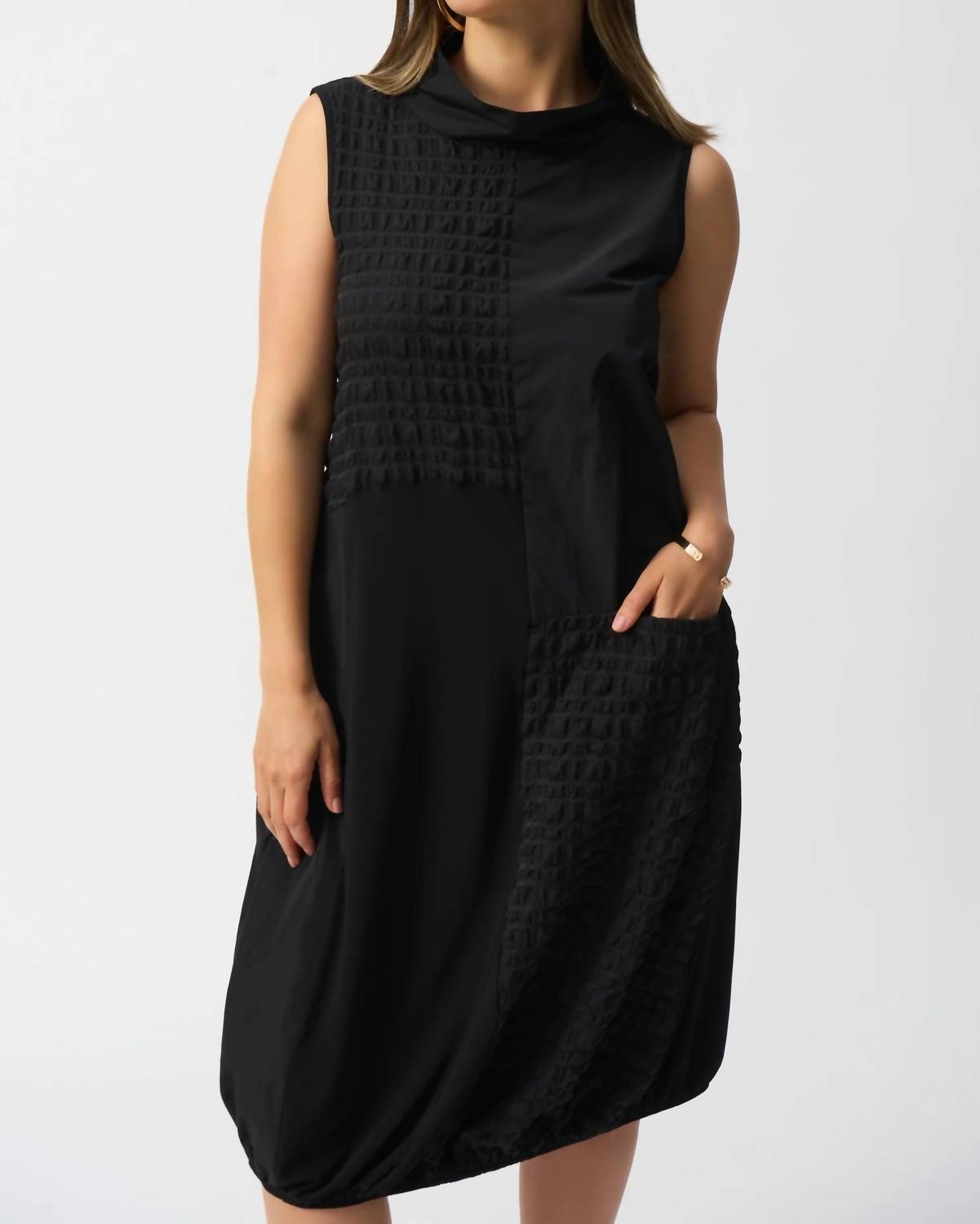 Joseph Ribkoff - Bubble Jacquard Sleeveless Cocoon Dress - black - clothing - dresses