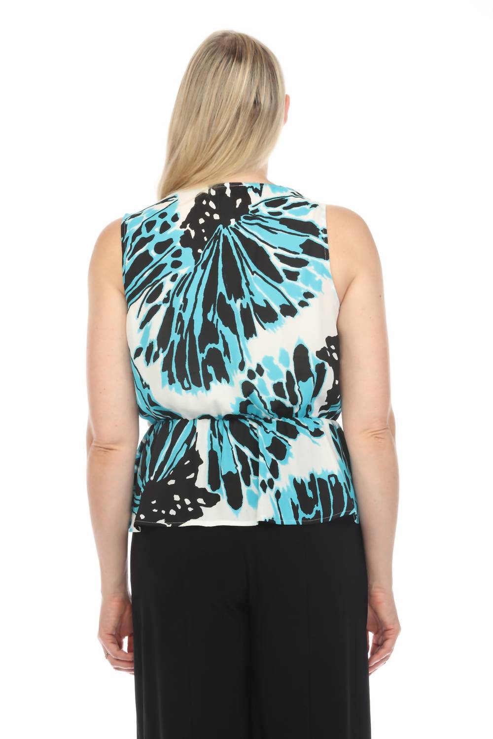 Joseph Ribkoff - Butterfly Print Sleeveless Peplum Top