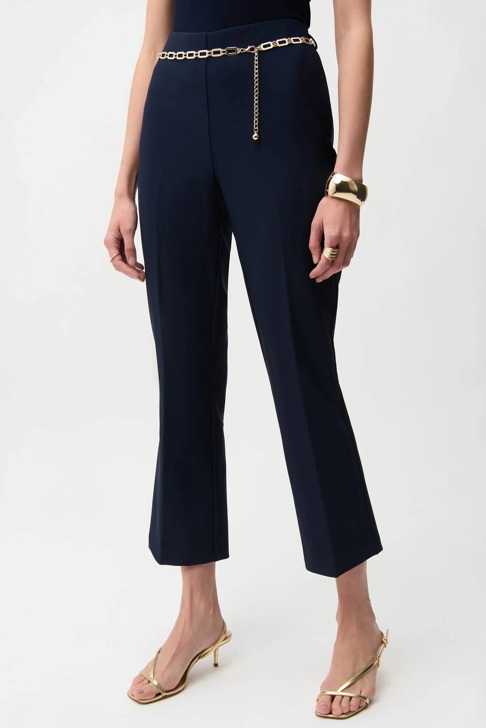 Joseph Ribkoff - Chain Belt Pull-on Crop Flare Pants