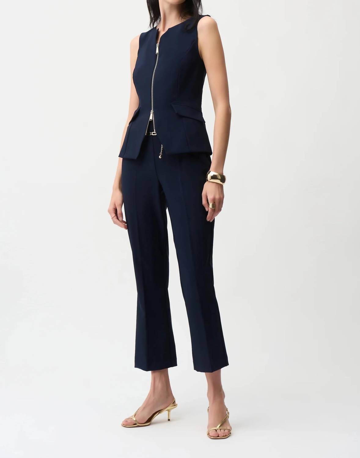 Joseph Ribkoff - Chain Belt Pull-on Crop Flare Pants