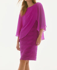 Joseph Ribkoff - Chiffon Overlay Textured Sheath Dress - clothing - dresses - midi