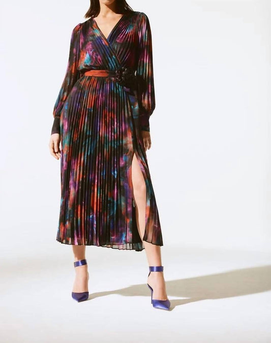 Joseph Ribkoff - Chiffon Pleated Midi Dress - black - clothing - dresses