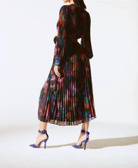 Joseph Ribkoff - Chiffon Pleated Midi Dress - black - clothing - dresses