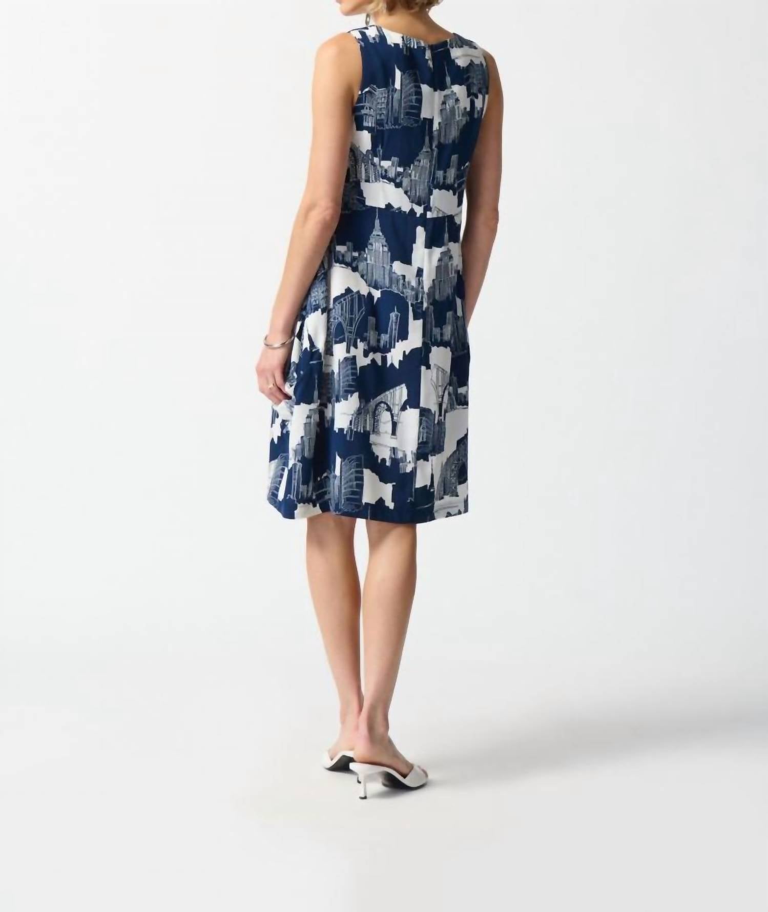 Joseph Ribkoff - Cityscape Sleeveless Shift Dress - blue - clothing - dresses