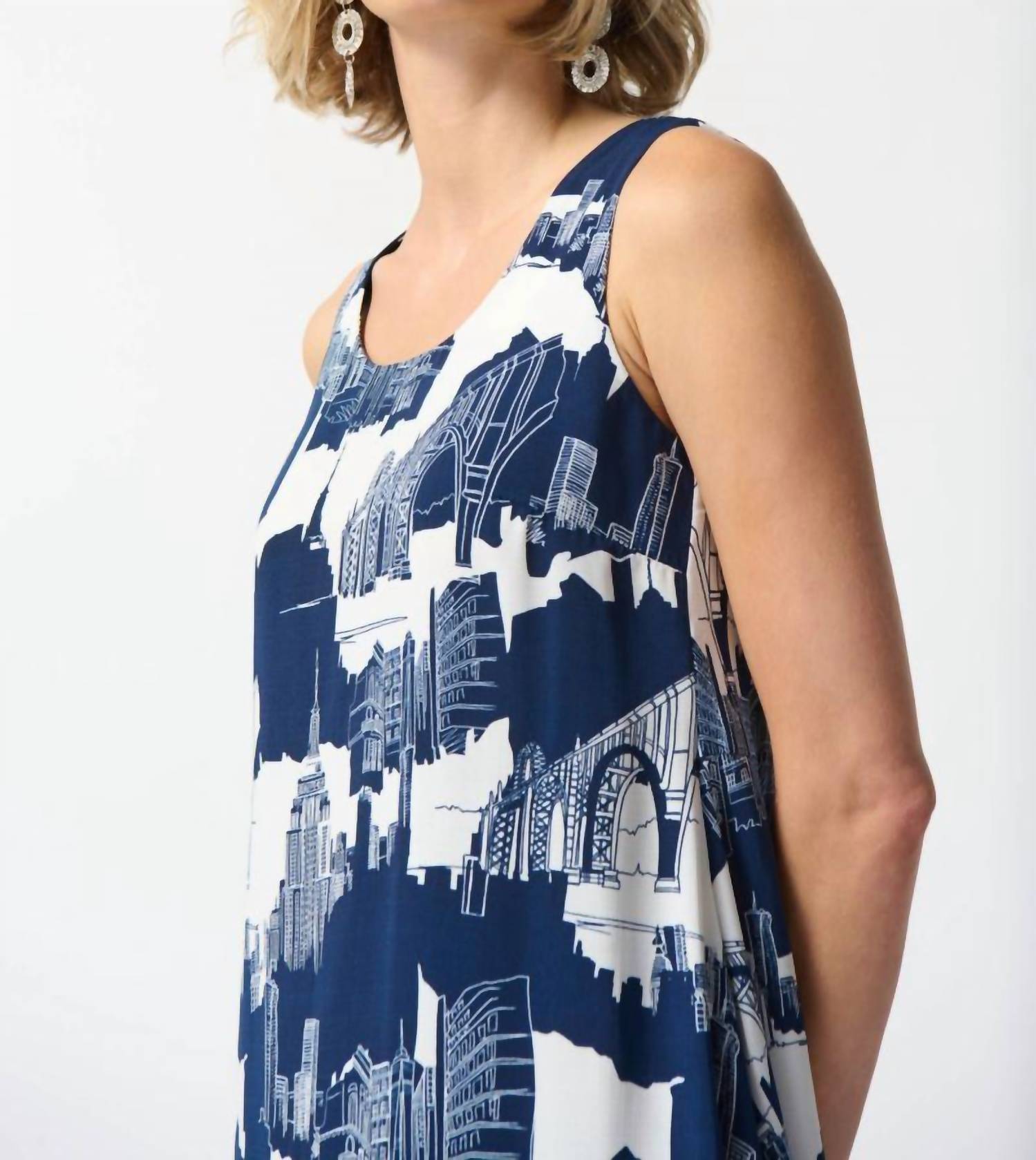 Joseph Ribkoff - Cityscape Sleeveless Shift Dress - blue - clothing - dresses