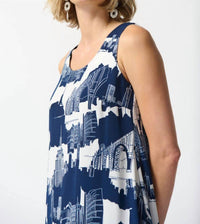 Joseph Ribkoff - Cityscape Sleeveless Shift Dress - blue - clothing - dresses