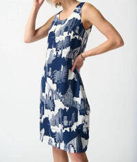 Joseph Ribkoff - Cityscape Sleeveless Shift Dress - blue - clothing - dresses