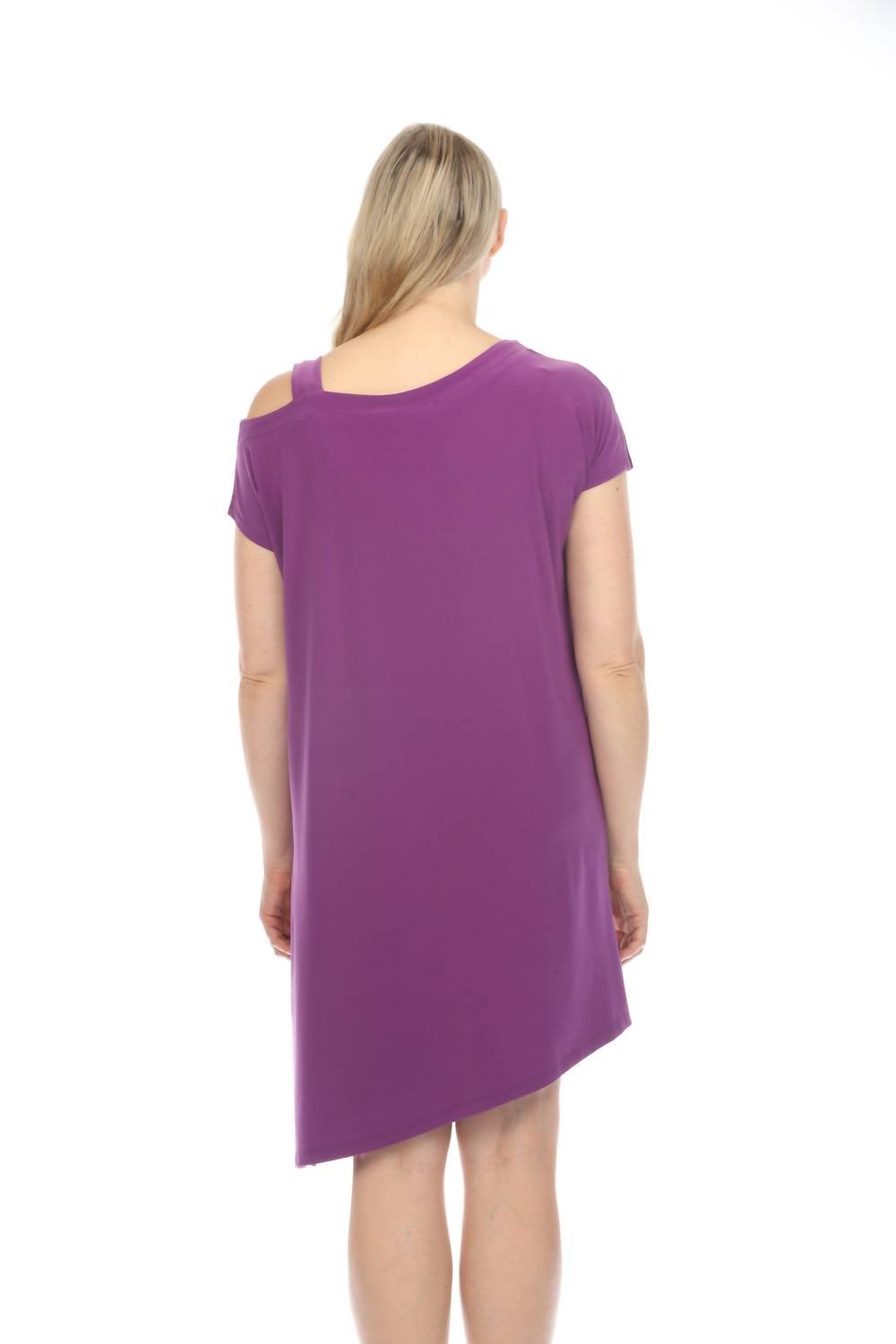 Joseph Ribkoff - Cold - shoulder Asymmetric Shift Dress - clothing - dresses - mini