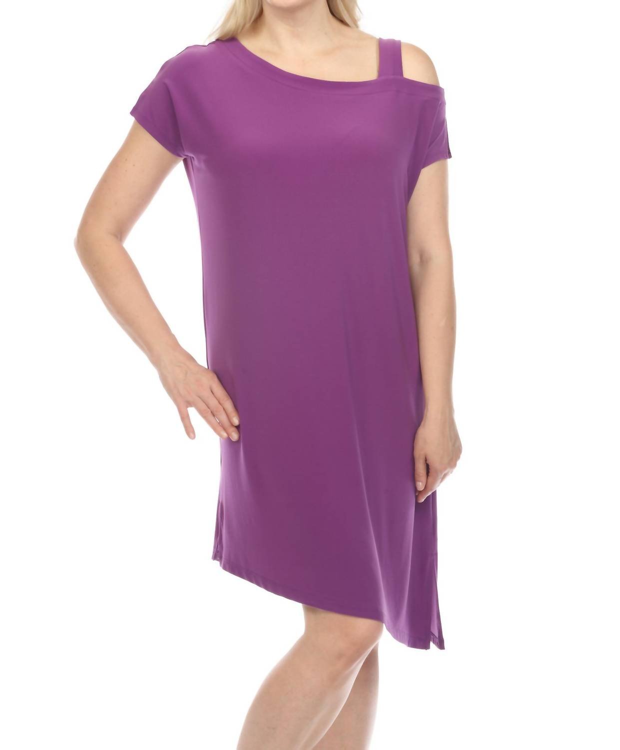 Joseph Ribkoff - Cold - shoulder Asymmetric Shift Dress - clothing - dresses - mini