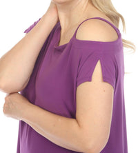 Joseph Ribkoff - Cold - shoulder Asymmetric Shift Dress - clothing - dresses - mini