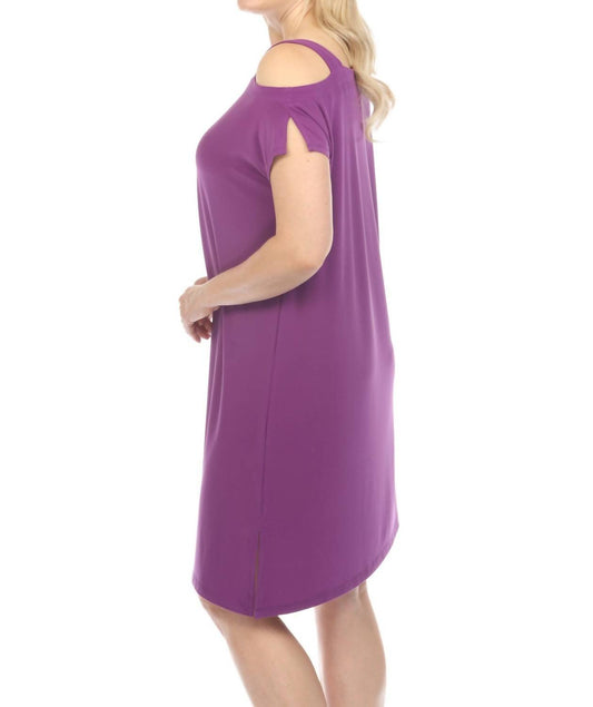 Joseph Ribkoff - Cold - shoulder Asymmetric Shift Dress - clothing - dresses - mini