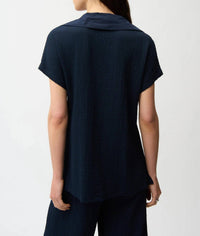 Joseph Ribkoff - Collar Zip Front Short Sleeve Boxy Top