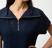 Joseph Ribkoff - Collar Zip Front Short Sleeve Boxy Top