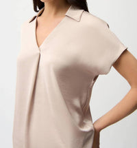 Joseph Ribkoff - Collared V-neck Satin Boxy Top