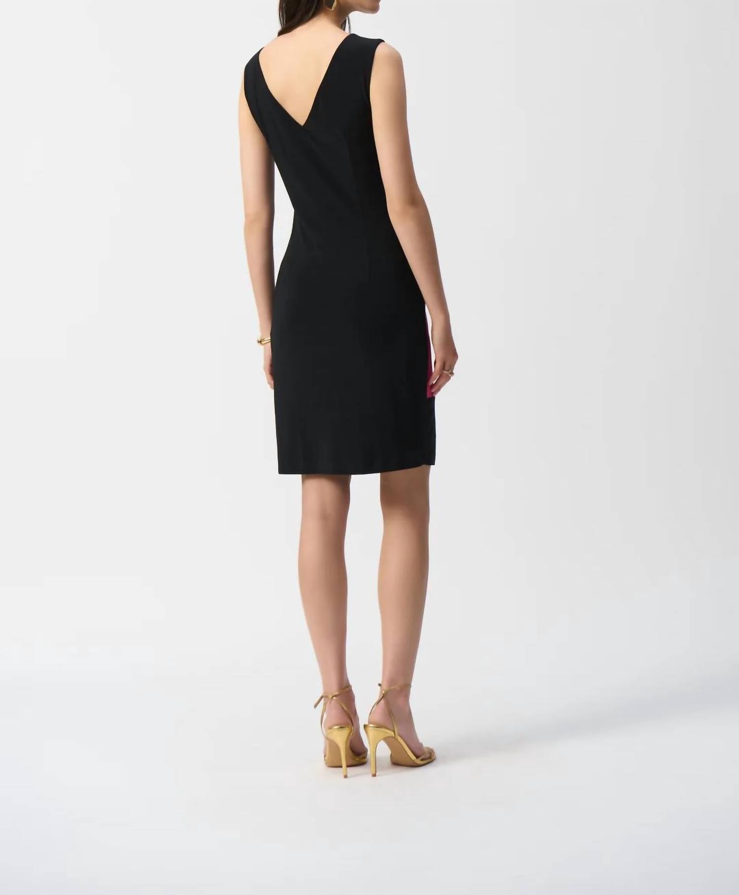 Joseph Ribkoff - Color Block Sleeveless Sheath Dress - black - clothing - dresses