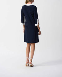 Joseph Ribkoff - Contrast Trim A - line Dress - blue - clothing - dresses