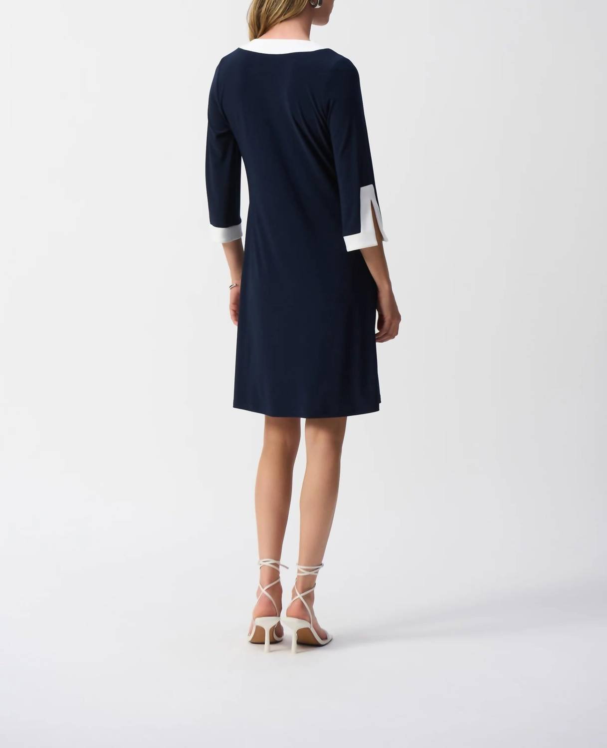 Joseph Ribkoff - Contrast Trim A - line Dress - blue - clothing - dresses
