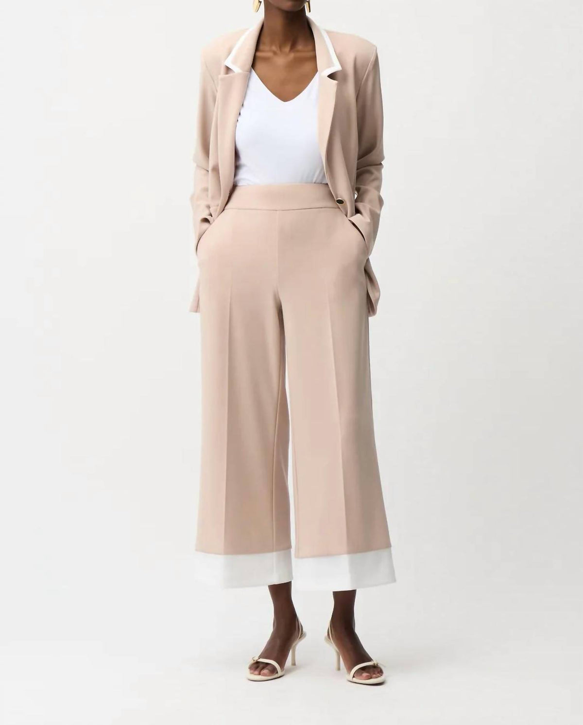 Joseph Ribkoff - Contrast Trim Pull-on Culotte Pants