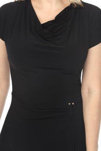 Joseph Ribkoff - Cowl Neck Dolman Sleeve Midi Fit & Flare Dress - black - clothing - dresses