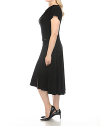 Joseph Ribkoff - Cowl Neck Dolman Sleeve Midi Fit & Flare Dress - black - clothing - dresses