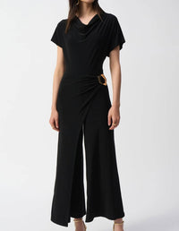 Joseph Ribkoff - Cowl Neck Wrap Front Jumpsuit - black - clothing - jumpsuits