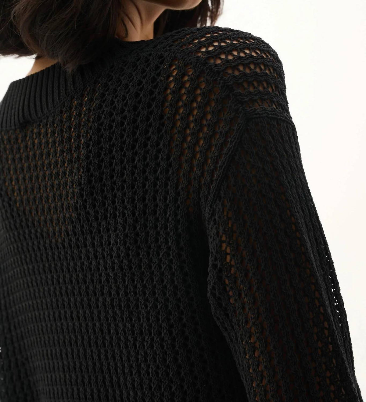 Joseph Ribkoff - Crew Neck Open Knit Sweater Top
