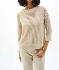 Joseph Ribkoff - Crew Neck Open Knit Sweater Top
