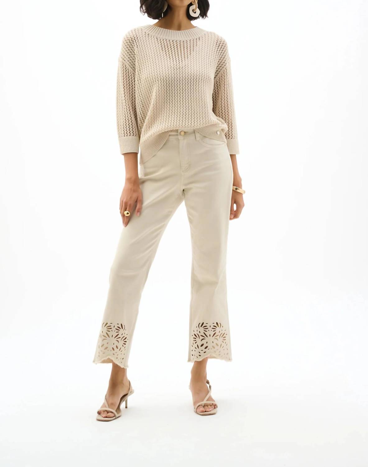 Joseph Ribkoff - Crew Neck Open Knit Sweater Top
