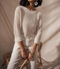 Joseph Ribkoff - Crew Neck Open Knit Sweater Top