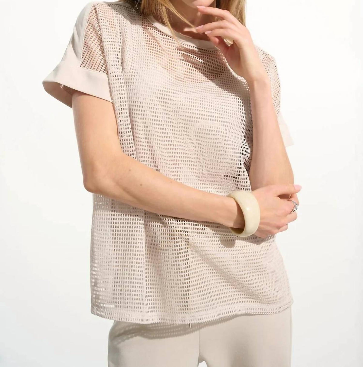 Joseph Ribkoff - Crew Neck Short Sleeve Mesh Top
