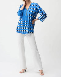 Joseph Ribkoff - Dot Print Zip Front Tunic Top