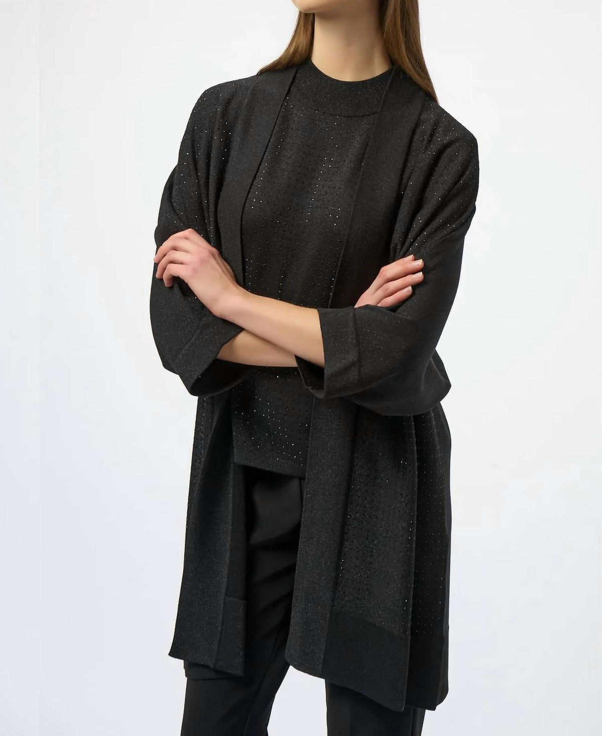 Joseph Ribkoff - Embellished Bouclé Open Front Cardigan